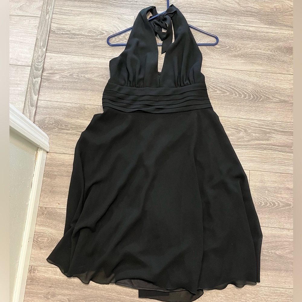 Stylish lbd halter style with fit and flare, flowing, very flattering
